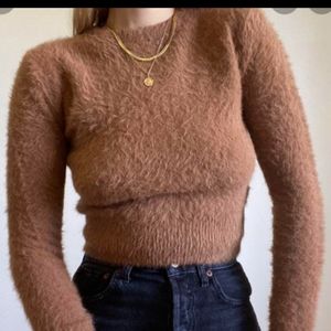 Zara knit fuzzy crop top sweater size medium